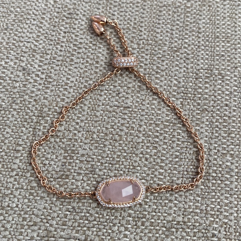 Kendra Scott Elaina Adjustable Chain Bracelet, Dusty Pink and Rose Gold